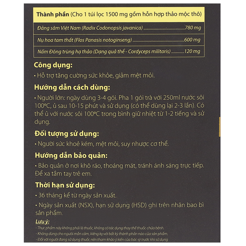 Thực phẩm bảo vệ sức khoẻ: Trà đông trùng hạ thảo Thái Minh - 9